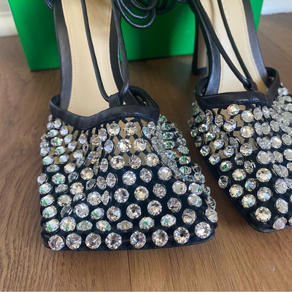 Bottega‎ Veneta Sparkle Stretch Lace-Up Sandal Heels Black 35.5/5.5 - Picture 4 of 10